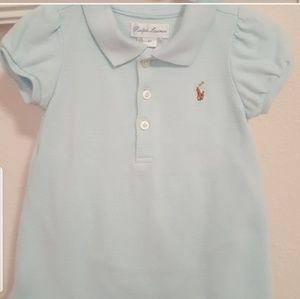 Polo by Ralph Lauren Light Blue Girls Polo Dress with Puff Sleeves